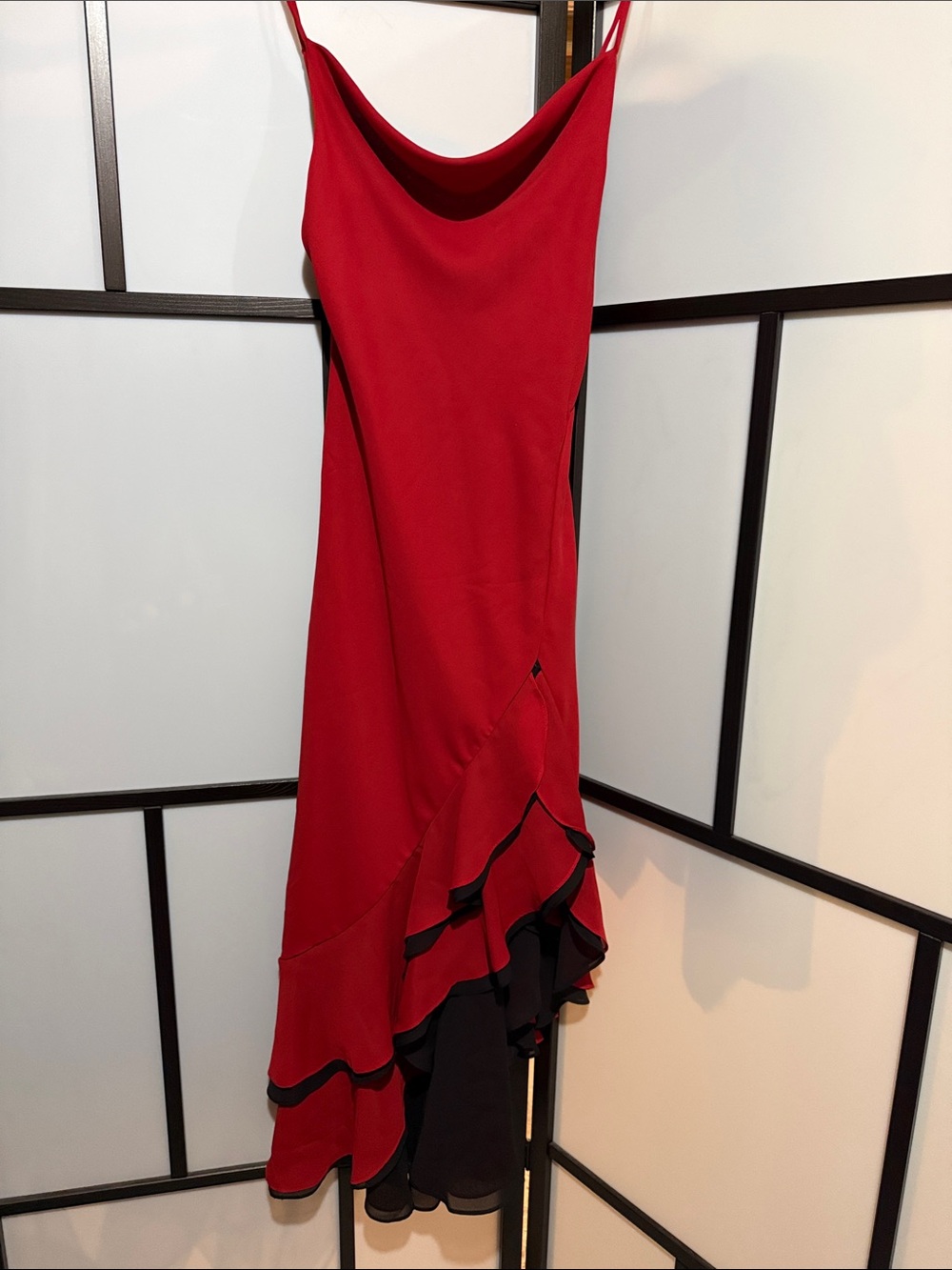 Red Ruffle Hem Maxi Dress - Unbranded